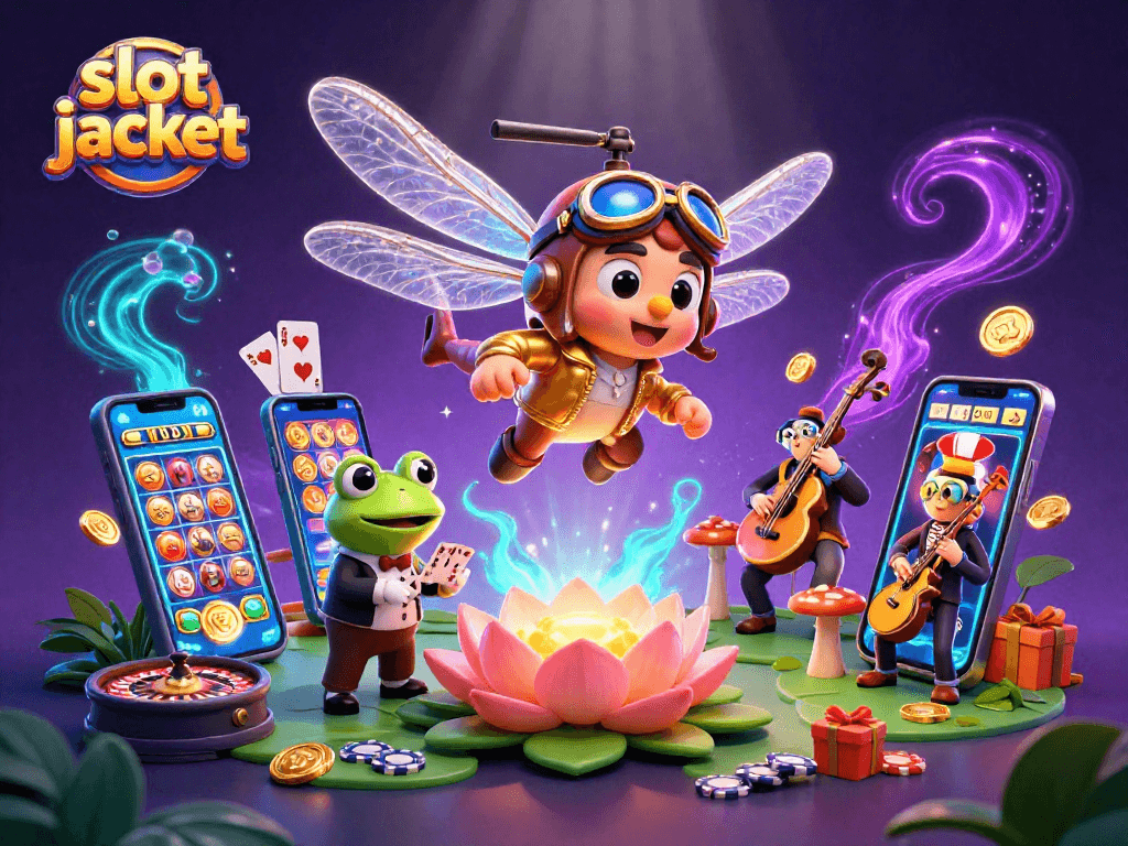 Memenangkan slot jackpot dengan ilustrasi kasino yang penuh warna dan karakter menarik di GACOR123.