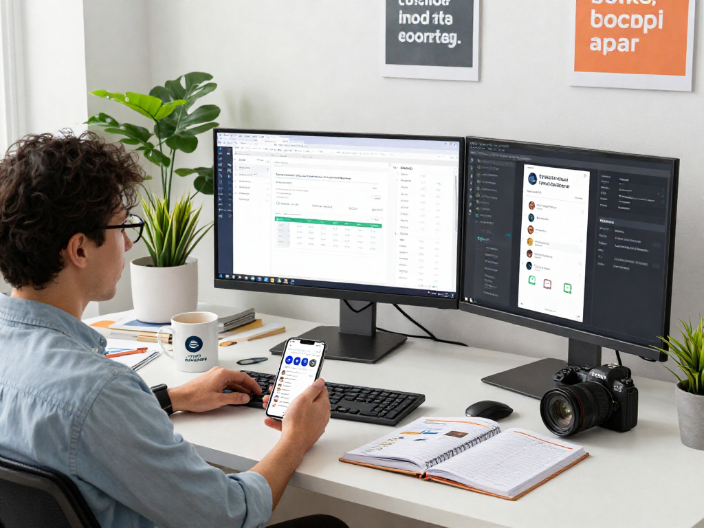 Buy app install services showcased in a dynamic marketing workspace with analytics, creating a competitive edge.