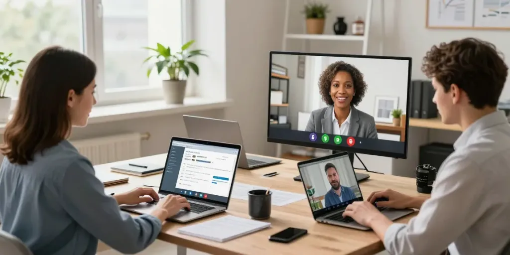 Deepfake protected Online Video Calls, Meetings and Conferencing with diverse participants in secure virtual meeting environments.