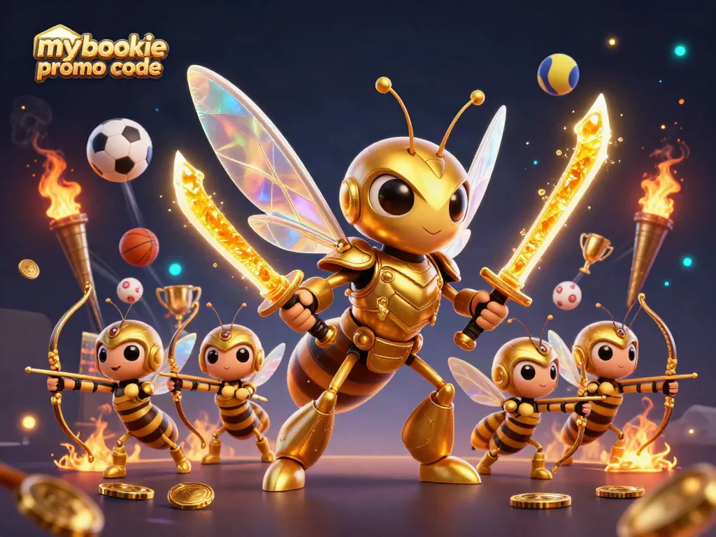 Experience the excitement of gambling with the mybookie promo code, featuring a dynamic 3D casino scene.