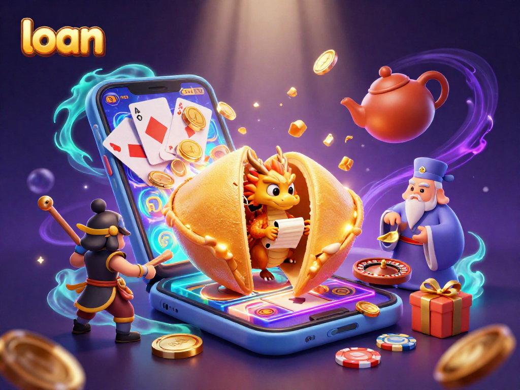 Engage in thrilling loan opportunities with a vibrant casino scene featuring a dragon and gaming elements.