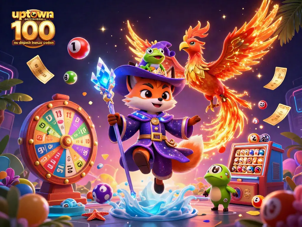 Explore uptown aces casino 100 no deposit bonus codes in this vibrant illustration featuring magical characters.