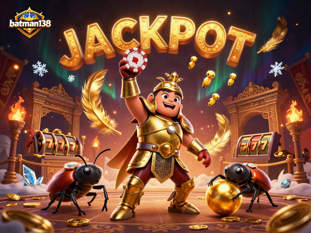 Experience excitement with batman138 as a golden-armored beetle celebrates a big win!
