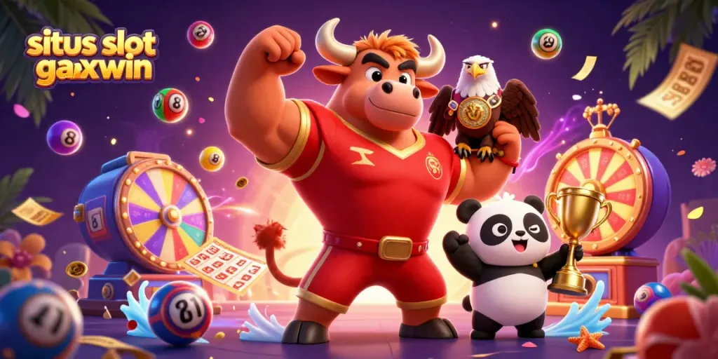 Engage with situs slot gacor maxwin through vibrant casino characters celebrating big wins and lottery excitement.