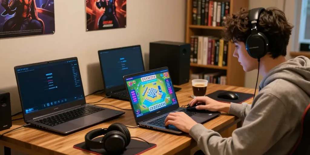 Player enjoying CIKA4D Mahjong online with vibrant graphics and gaming setup.