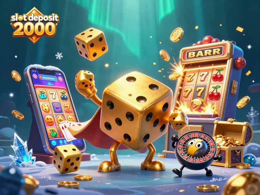 Experience thrilling wins with slot deposit 2000 in this vibrant casino illustration.