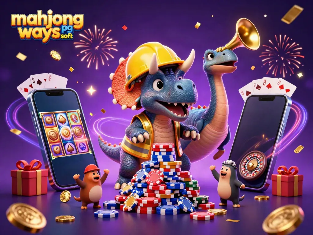 Play Mahjong Ways PG Soft with a colorful 3D illustration showcasing dynamic gaming elements and characters.