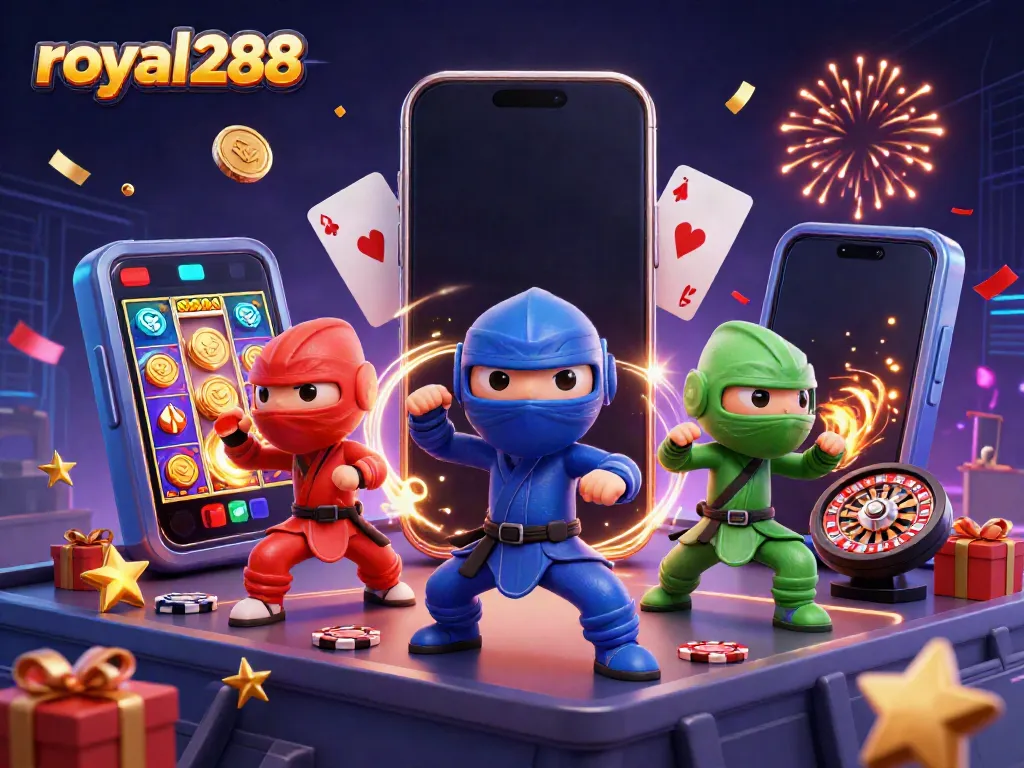 royal288 menampilkan tim ninja chameleon yang beraksi dengan permainan slot terpanas di latar belakang.