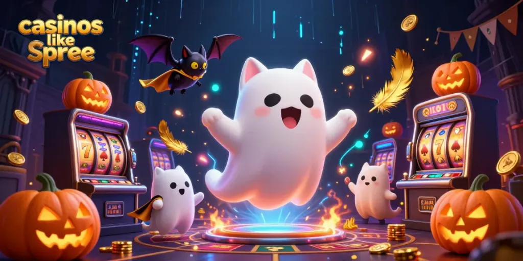 Experience thrilling gameplay at casinos like spree with ghost cat and vampire bat in a haunted casino.