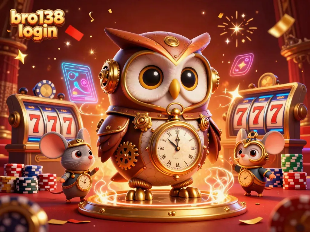 Experience thrilling gaming with bro138 login surrounded by dynamic casino elements and vibrant 3D characters.
