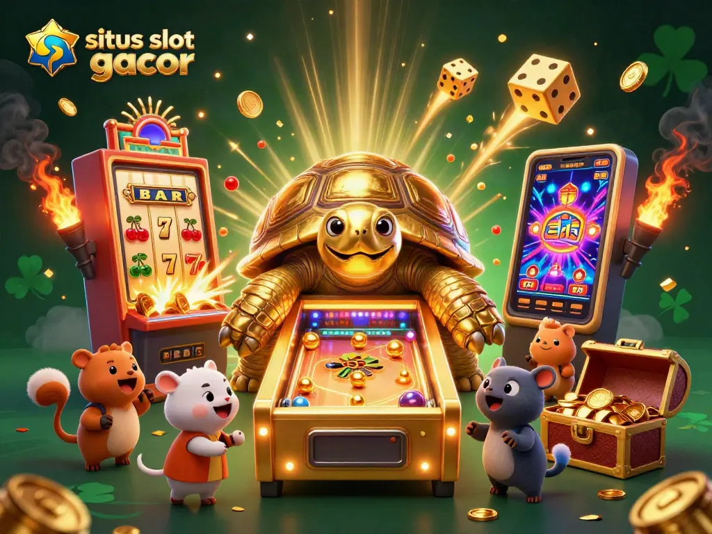 Experience incredible wins at situs slot gacor with a captivating golden tortoise pinball machine and vibrant slot action.