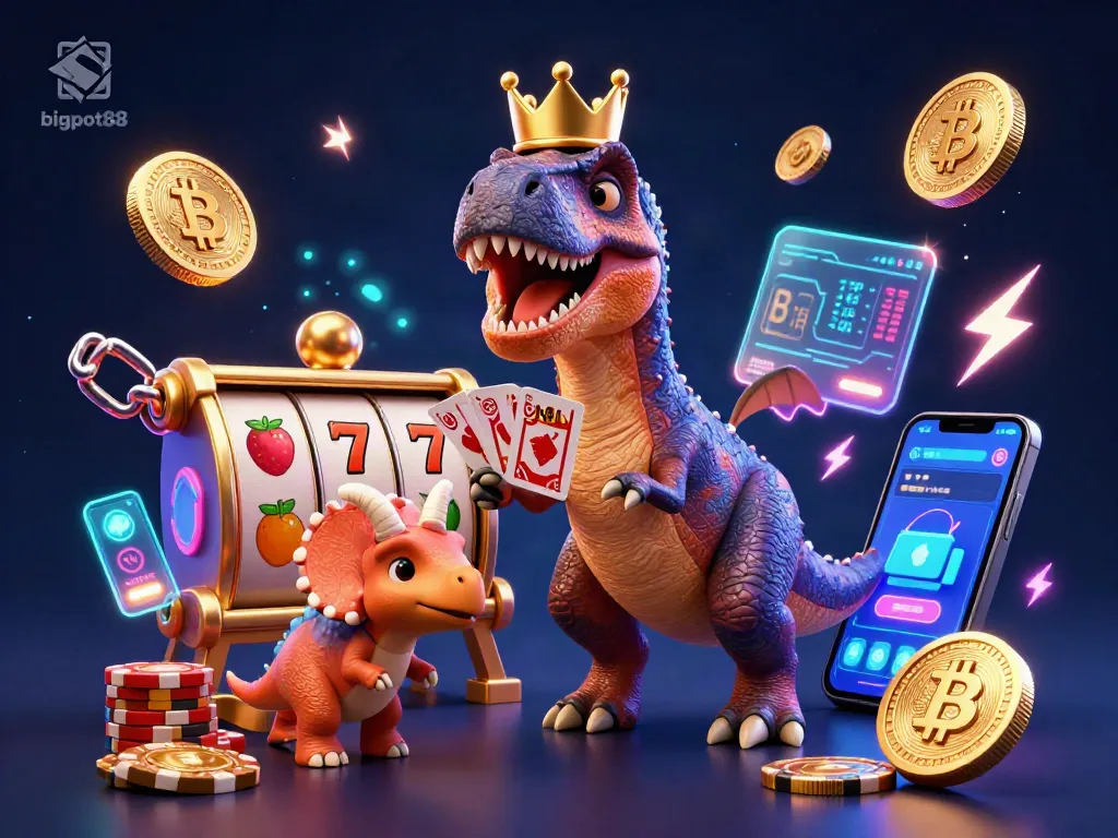 bigpot88 menjajal keberuntungan dengan T-Rex ramah bermain kartu di kasino