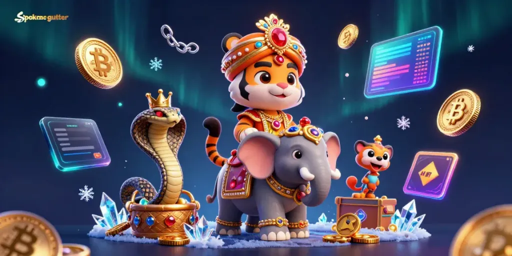Spokane gutter showcases vibrant casino elements with cartoon characters in an engaging scene.
