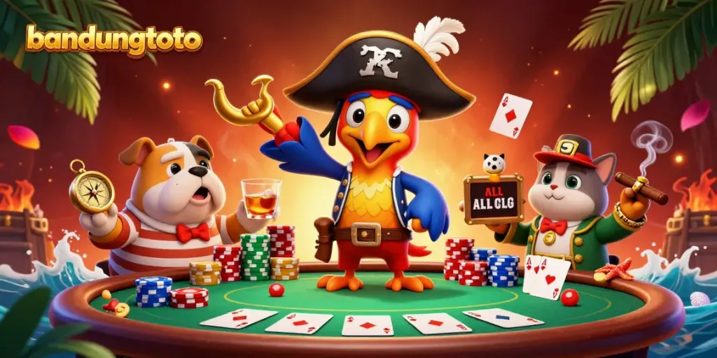 Experience the vibrant excitement of bandungtoto with lively characters at the poker table.