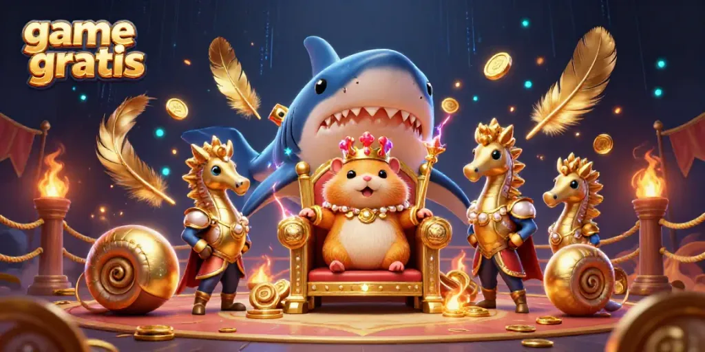 Experience thrilling game gratis action with a fierce hamster king and his royal guards in a dynamic casino scene.