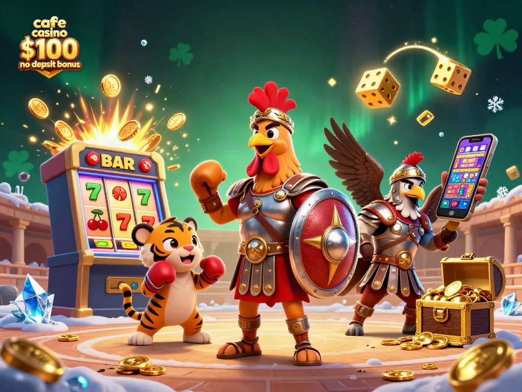 Play with the cafe casino $100 no deposit bonus in a vibrant, exciting casino scene.