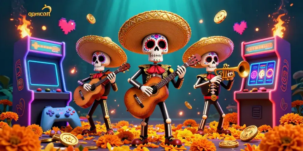 Experience vibrant gameplay with the qqmacan skeleton mariachi band in a dynamic casino setting.