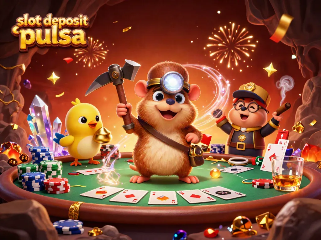 Join the excitement of slot deposit pulsa with our dynamic 3D treasure hunting scene featuring vibrant casino elements.